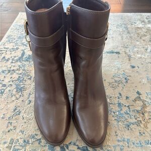 Coach Dark Brown Leather Ankle Booties